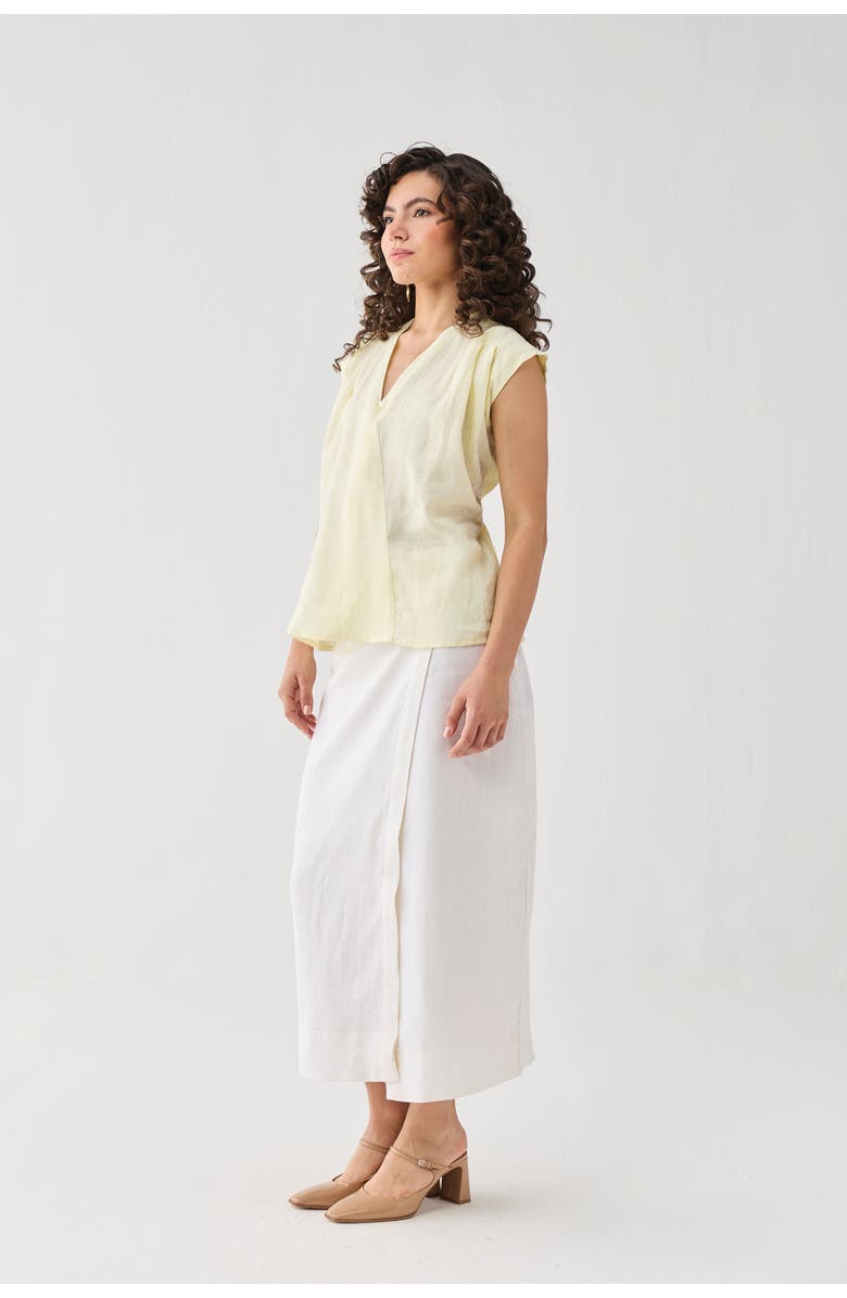 Reistor V-Neck Overlap Top, Alternate, color, Butter Lemon