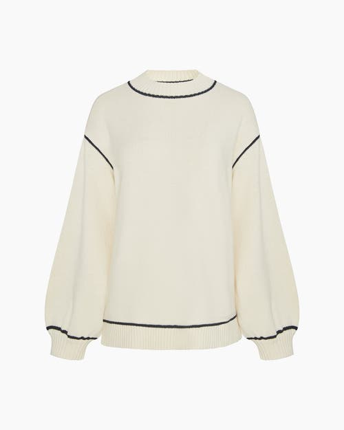 Onia Cotton Oversized Mock Neck Sweater In White