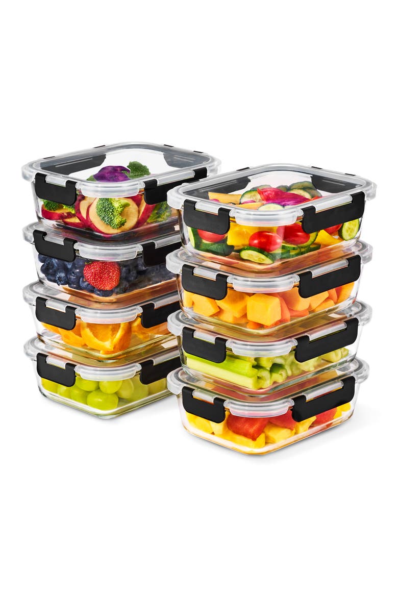 8-Pack Glass Food Prep Storage Containers, Main, color, CLEAR