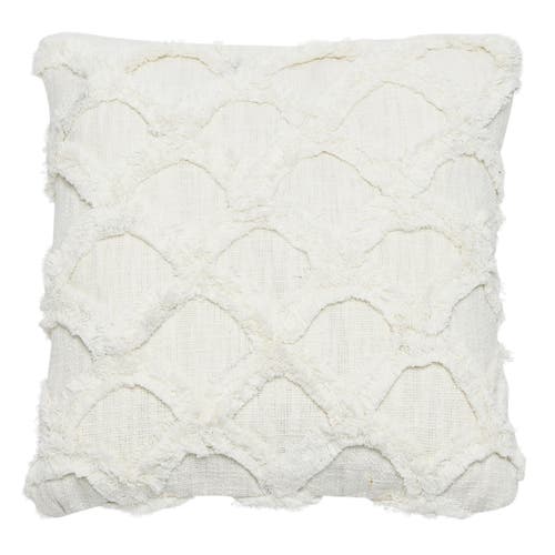 Storied Home Cotton Tufted Chenille Pillow With Scallop Pattern, White In White