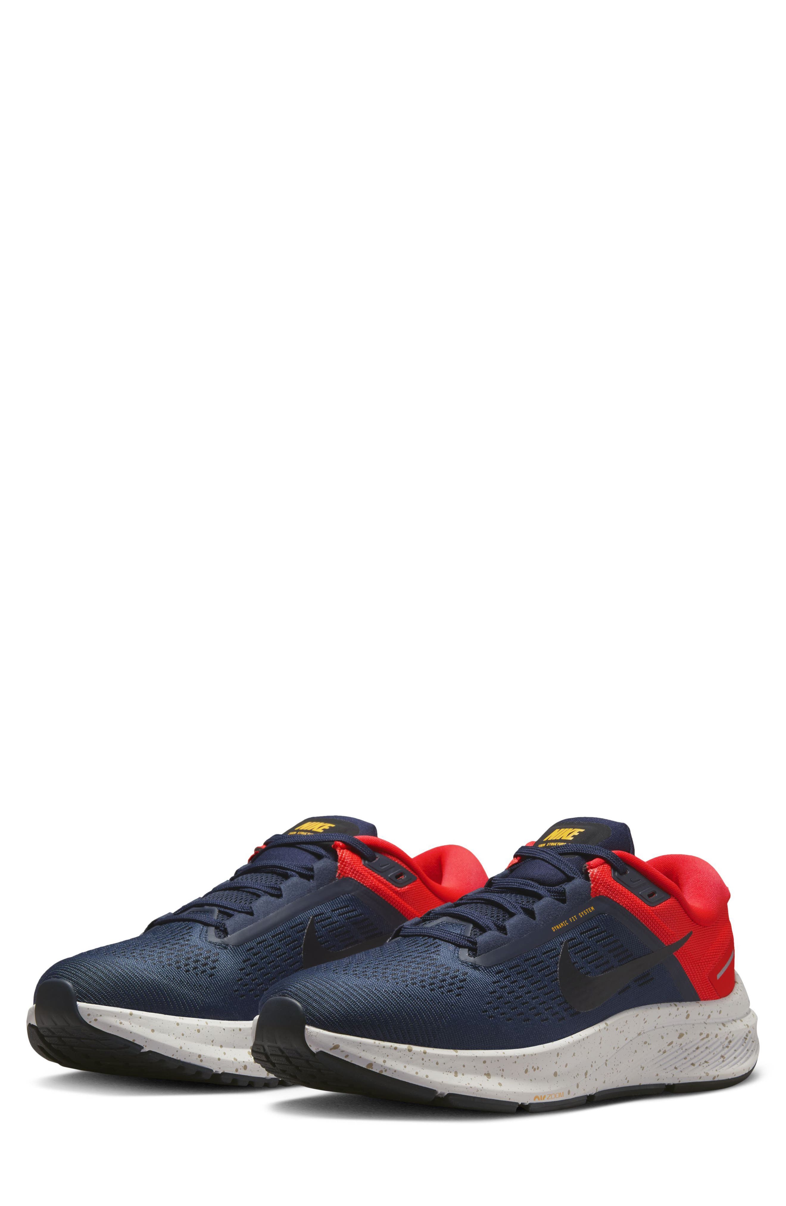 Air Zoom Structure 24 Running Shoe, Main, color, OBSIDIAN/ CRIMSON/ WHITE