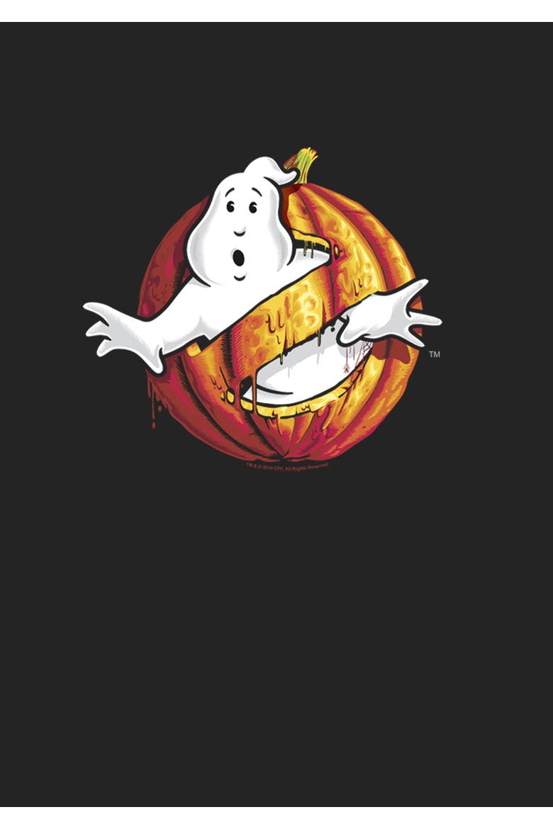 Girl's Ghostbusters Halloween Pumpkin Logo  Graphic T-Shirt, Alternate, color, Black