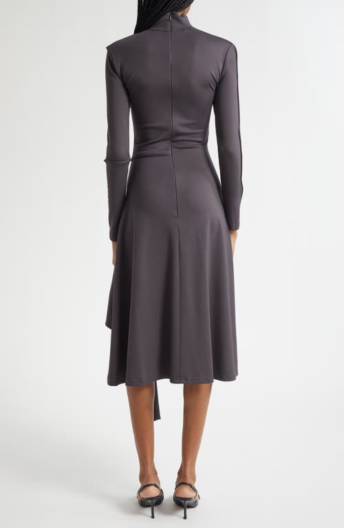 Israella Kobla Siham Long Sleeve Fit & Flare Midi Dress In Gray