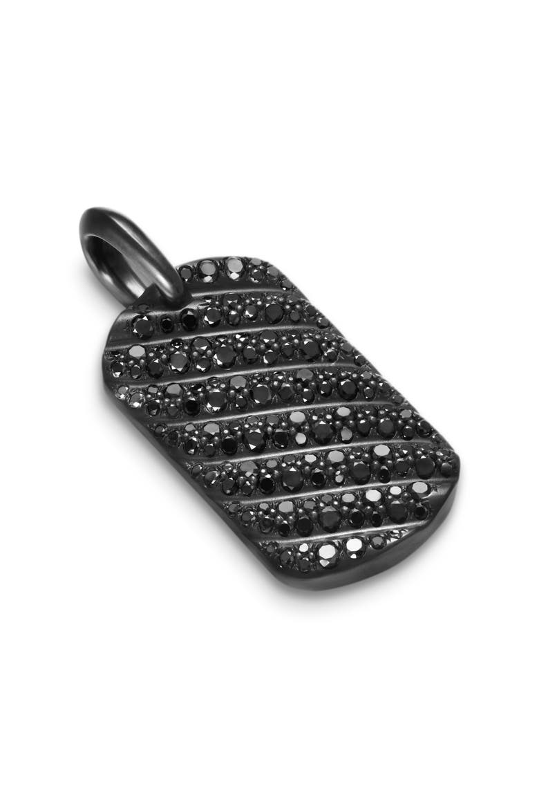 Men's Sculpted Cable Tag in Black Titanium with Black Diamonds, 27mm, Alternate, color, BLACK TITANIUM