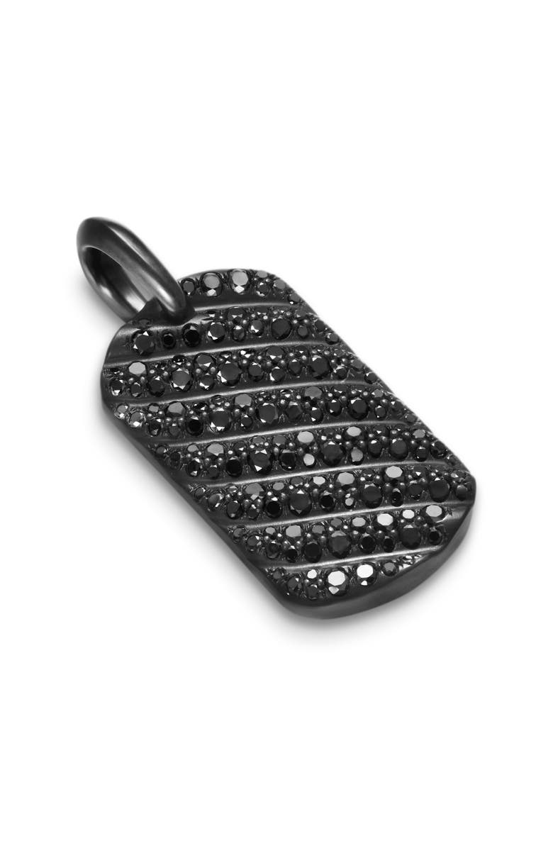 David Yurman Men's Sculpted Cable Tag in Black Titanium with Black Diamonds, 27mm, Alternate, color, Black Titanium
