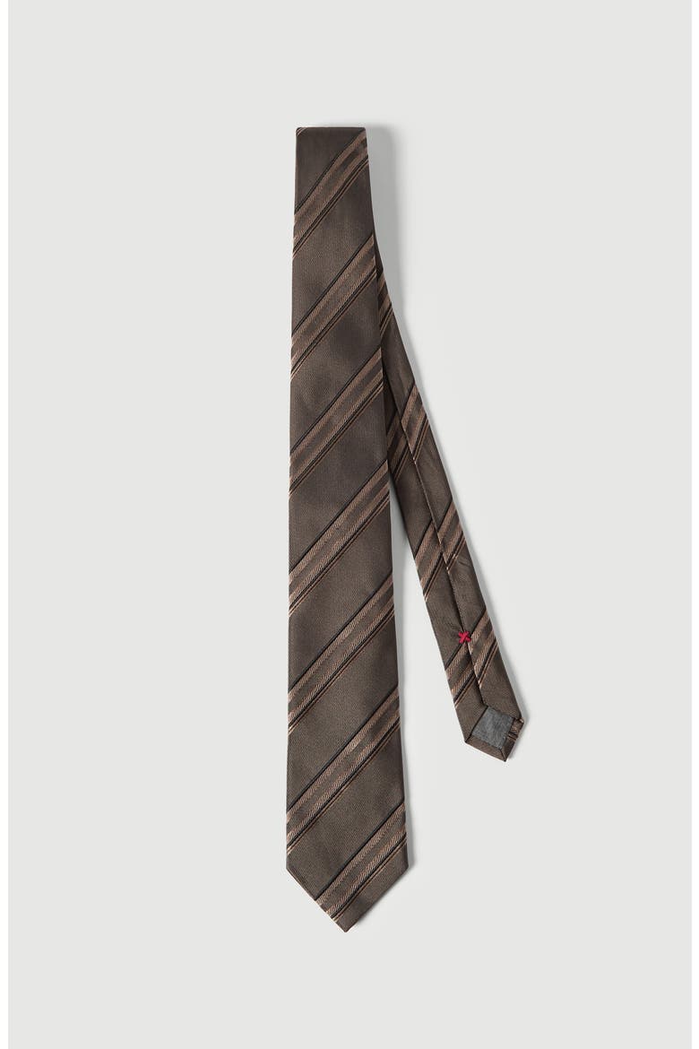 Textured striped silk tie, Main, color, Hazelnut