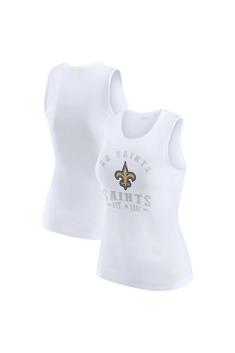Women's WEAR by Erin Andrews  White New Orleans Saints Ribbed Graphic Tank Top, Main, color, White