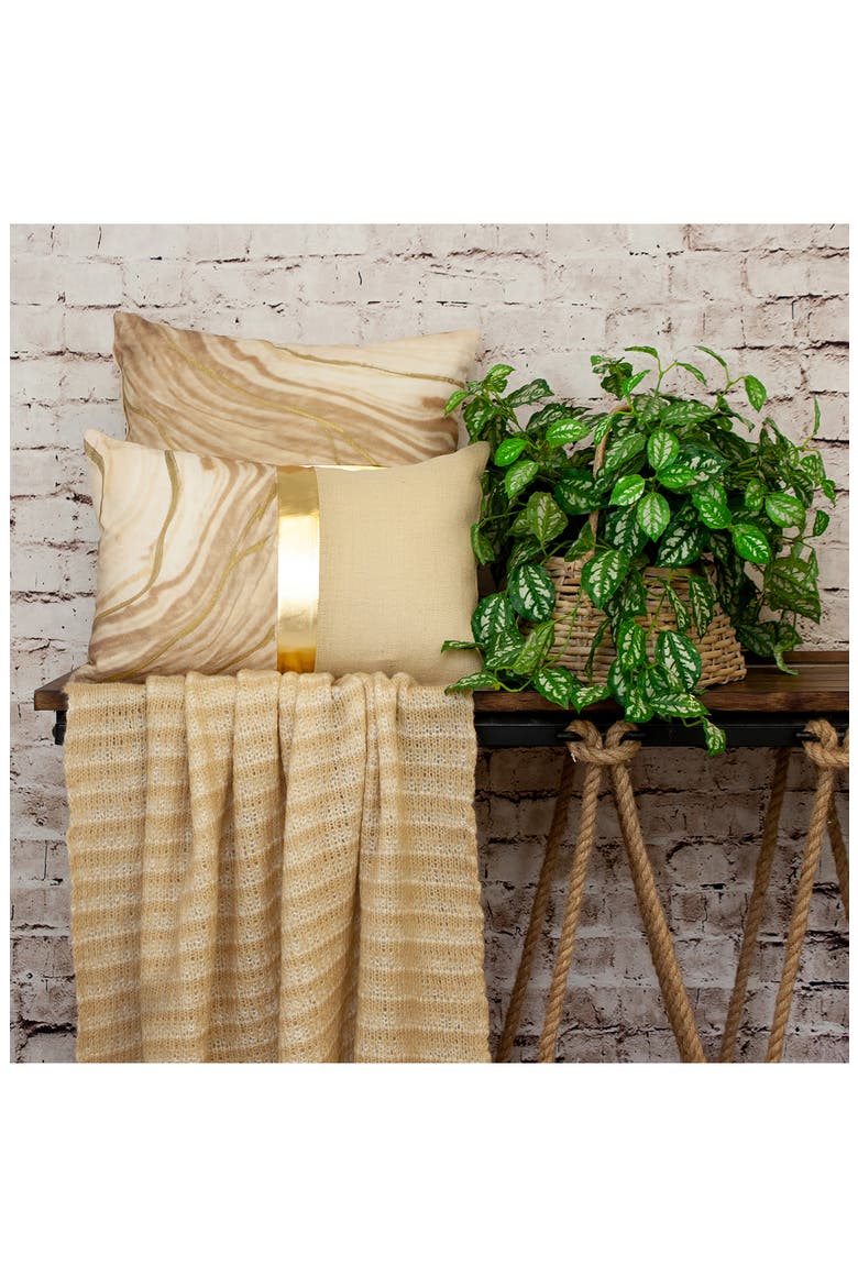 Stripe Square Accent Pillow, Alternate, color, BEIGE