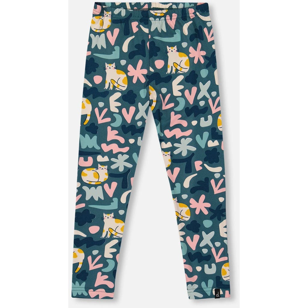 Deux Par Deux Stretch Jersey Leggings Cat In Multi