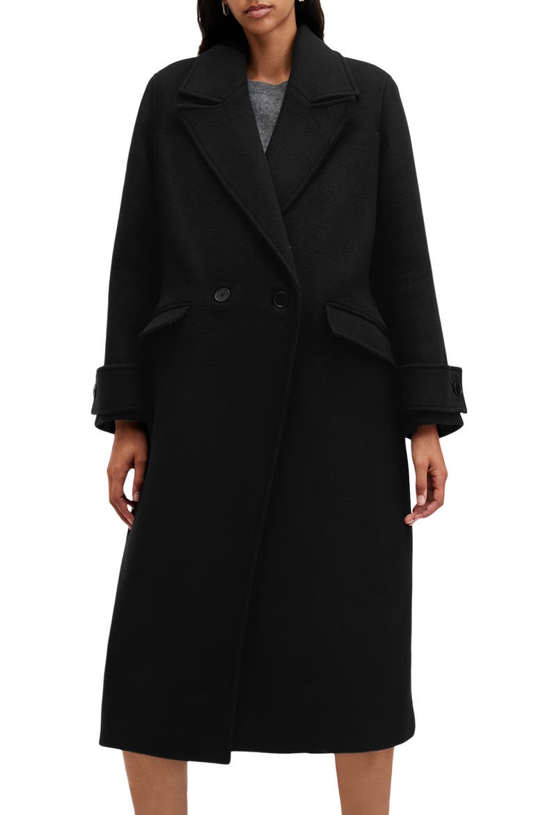 Mabel Double Breasted Coat, Alternate, color, BLACK