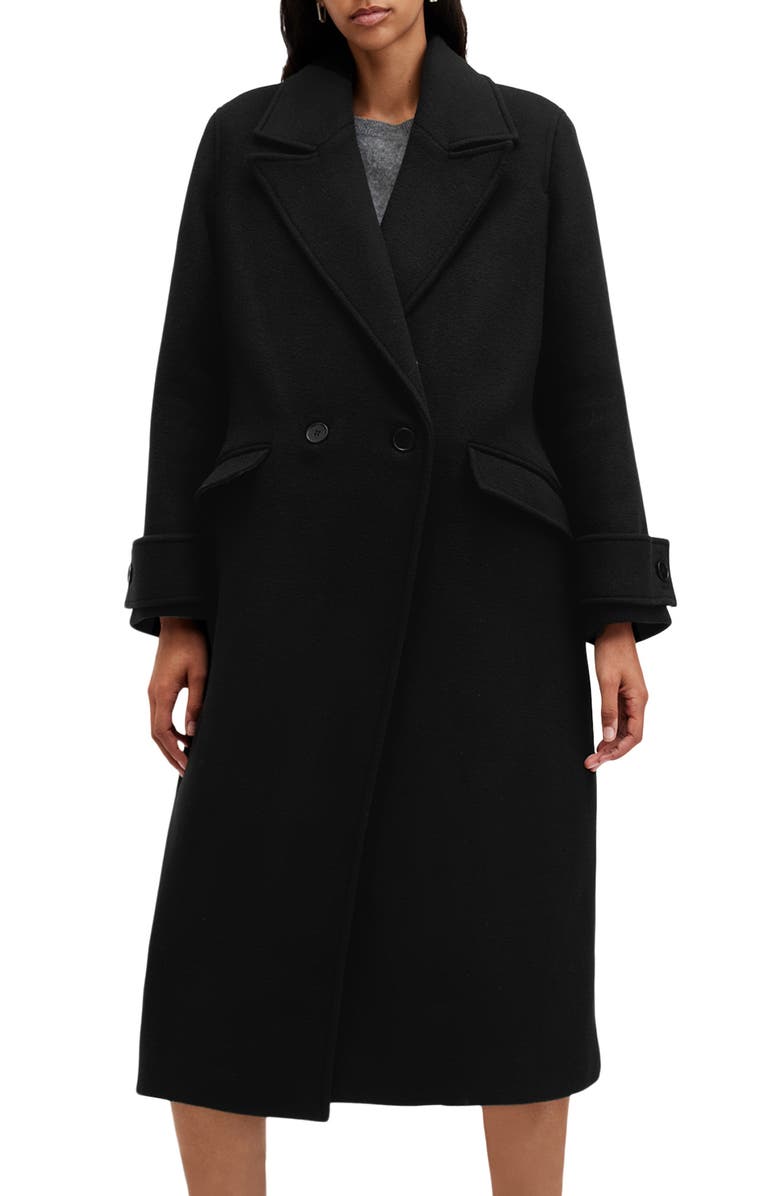 AllSaints Mabel Double Breasted Coat, Alternate, color, Black