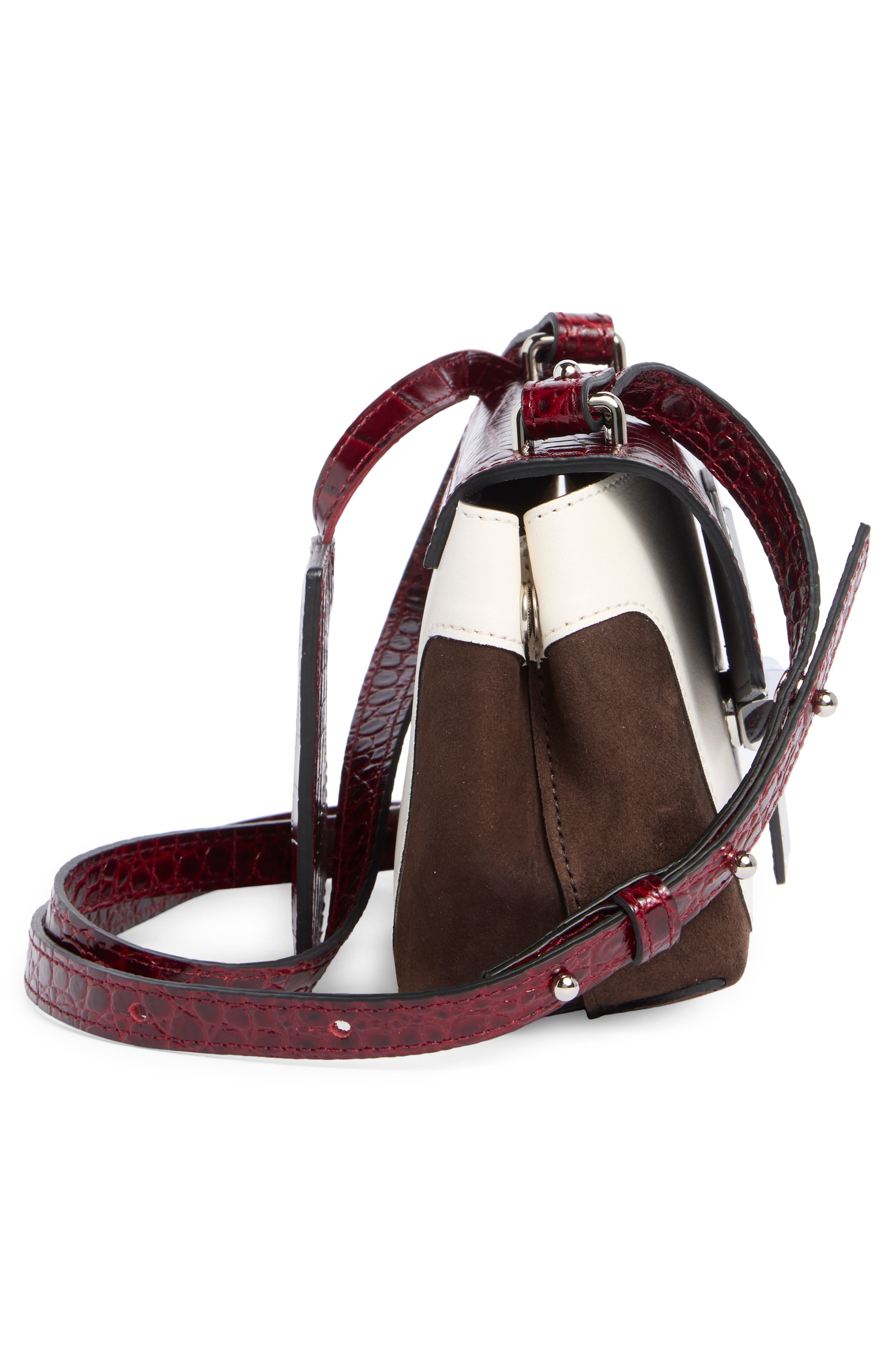 Longchamp Roseau Croc Embossed Small Crossbody Bag, Alternate, color, Ebony