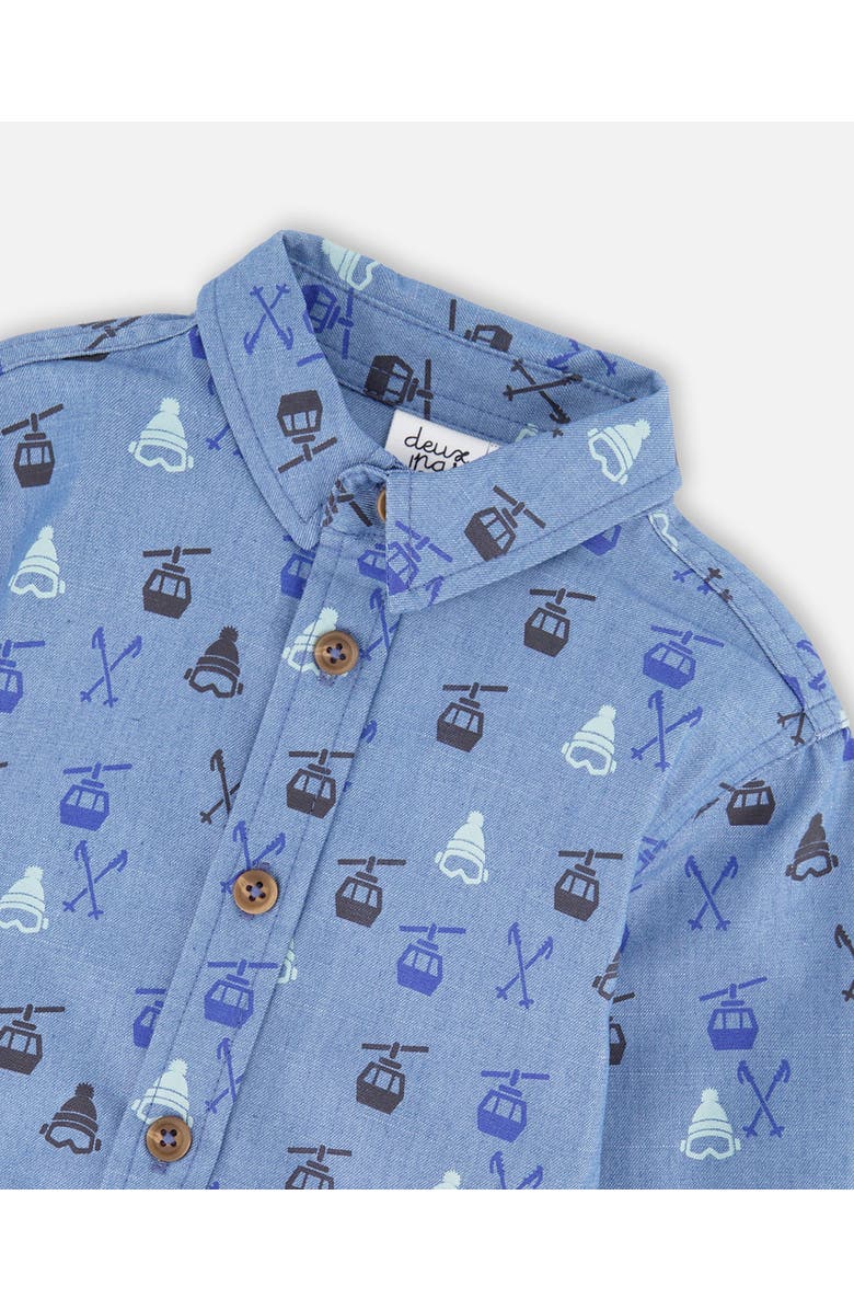 Deux par Deux Long Sleeve Button Front Chambray Shirt, Alternate, color, Blue