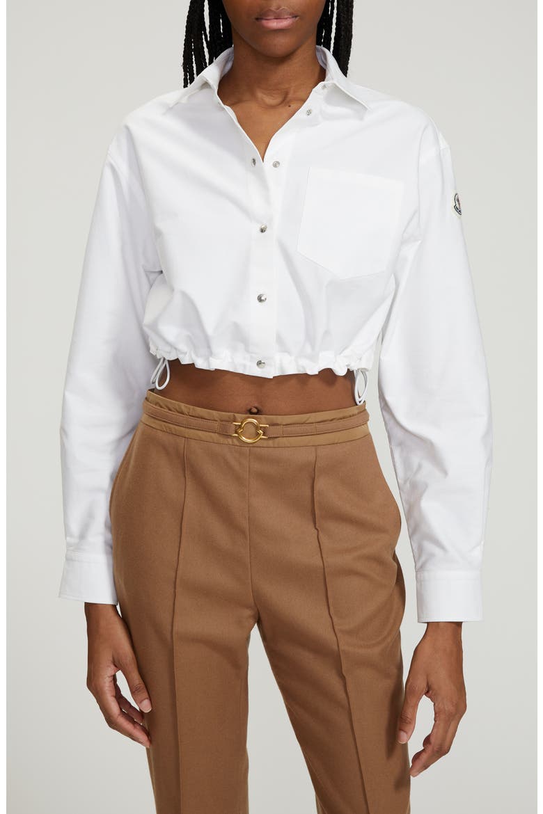 Crop Cotton Oxford Snap-Up Shirt, Alternate, color, WHITE