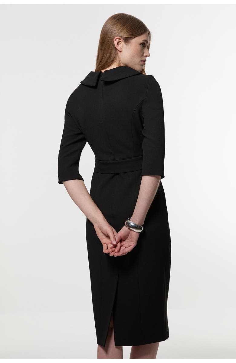 Karen Millen Crepe Roll Neck Midi Dress, Alternate, color, Black