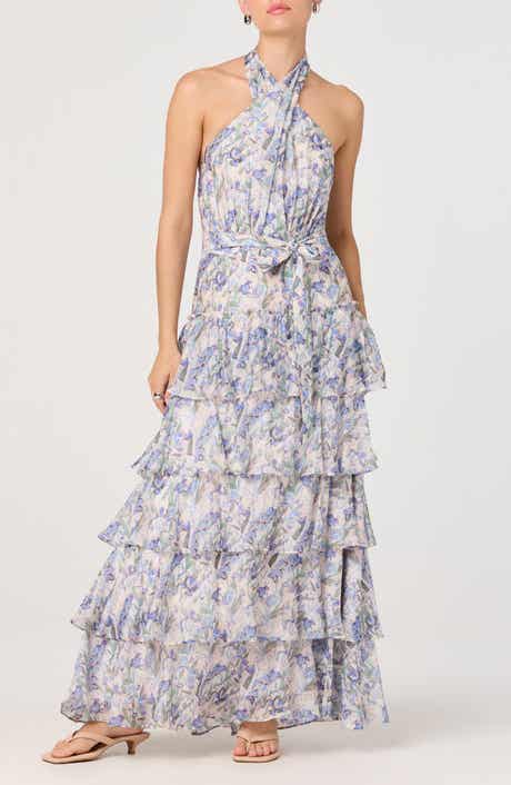 Adamaris Halter Tiered Ruffle Gown
