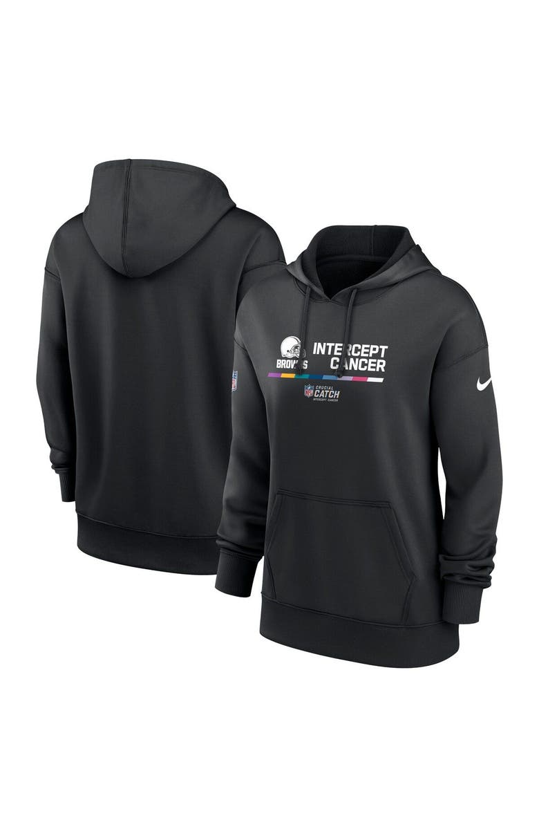 Nike Women's Nike Black Cleveland Browns 2022 NFL Crucial Catch Therma Performance Pullover Hoodie, Main, color, 