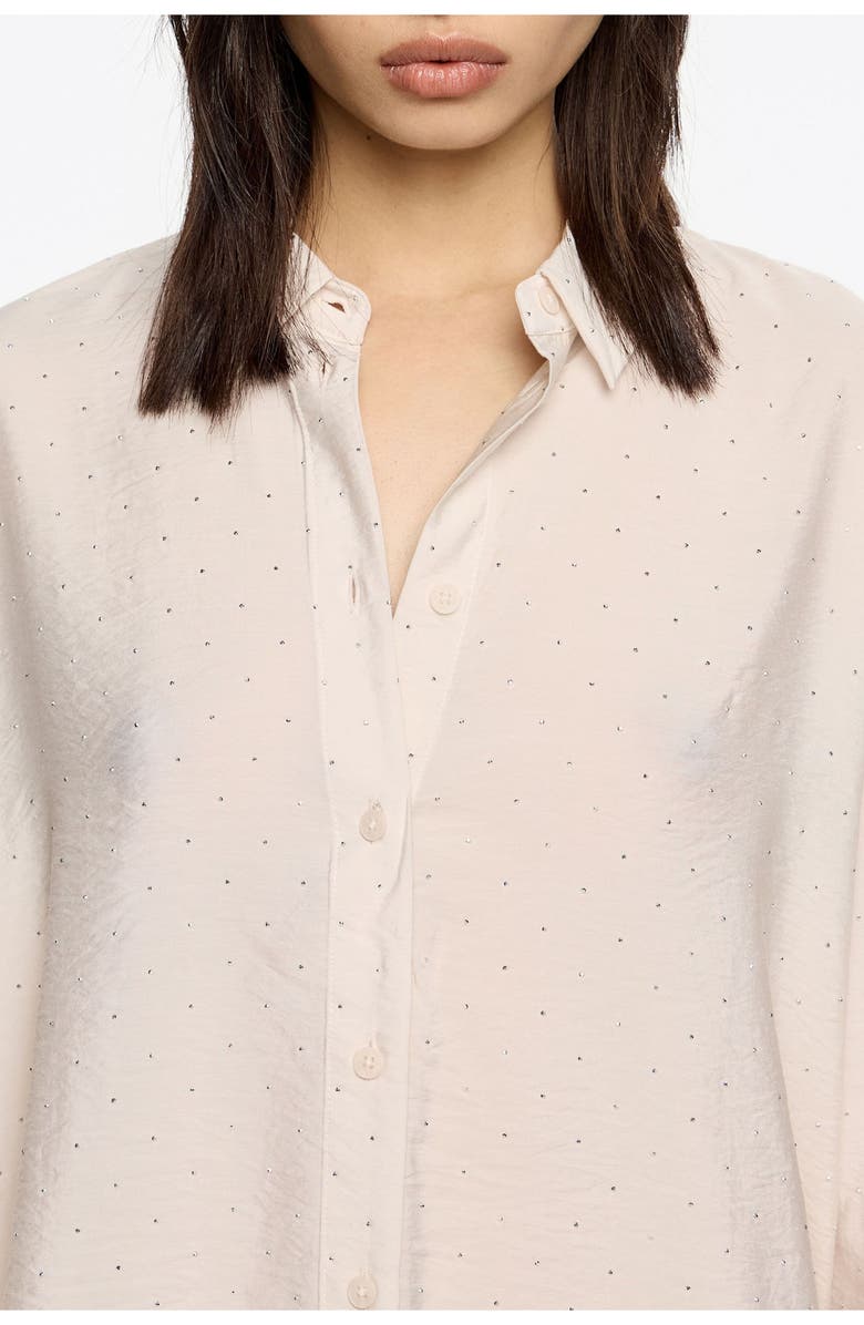 Bimba y Lola Rhinestones Boxy Shirt, Alternate, color, Ivory