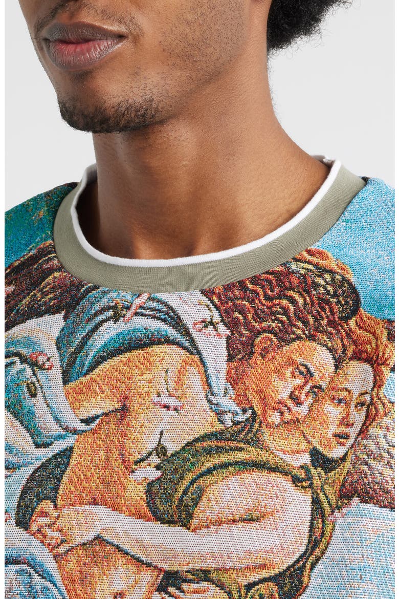 Birth of Venus Jacquard Sweatshirt, Alternate, color, GREEN