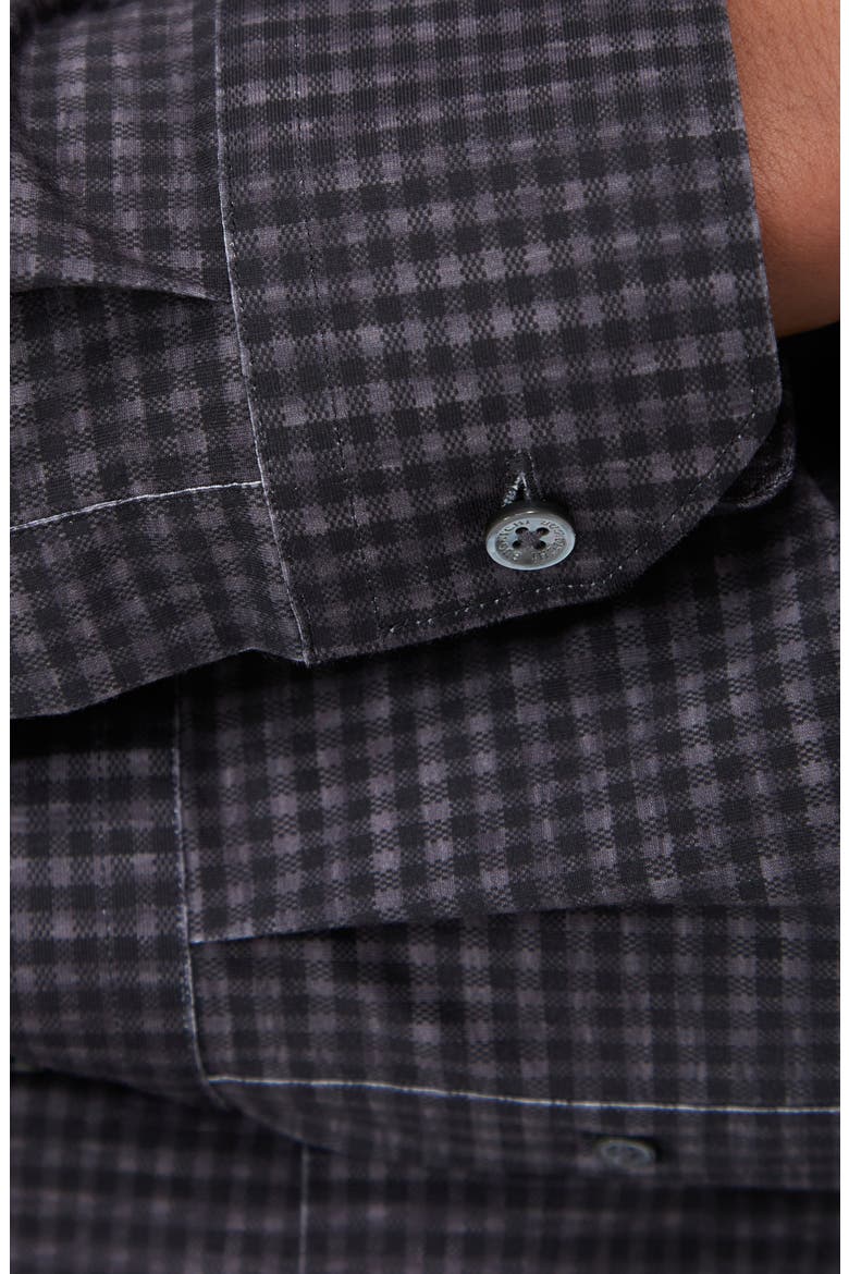 James OoohCotton® Microcheck Button-Up Shirt, Alternate, color, BLACK