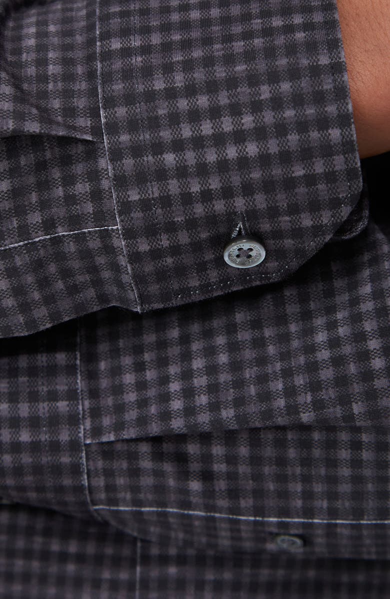 Bugatchi James OoohCotton<sup>®</sup> Microcheck Button-Up Shirt, Alternate, color, Black