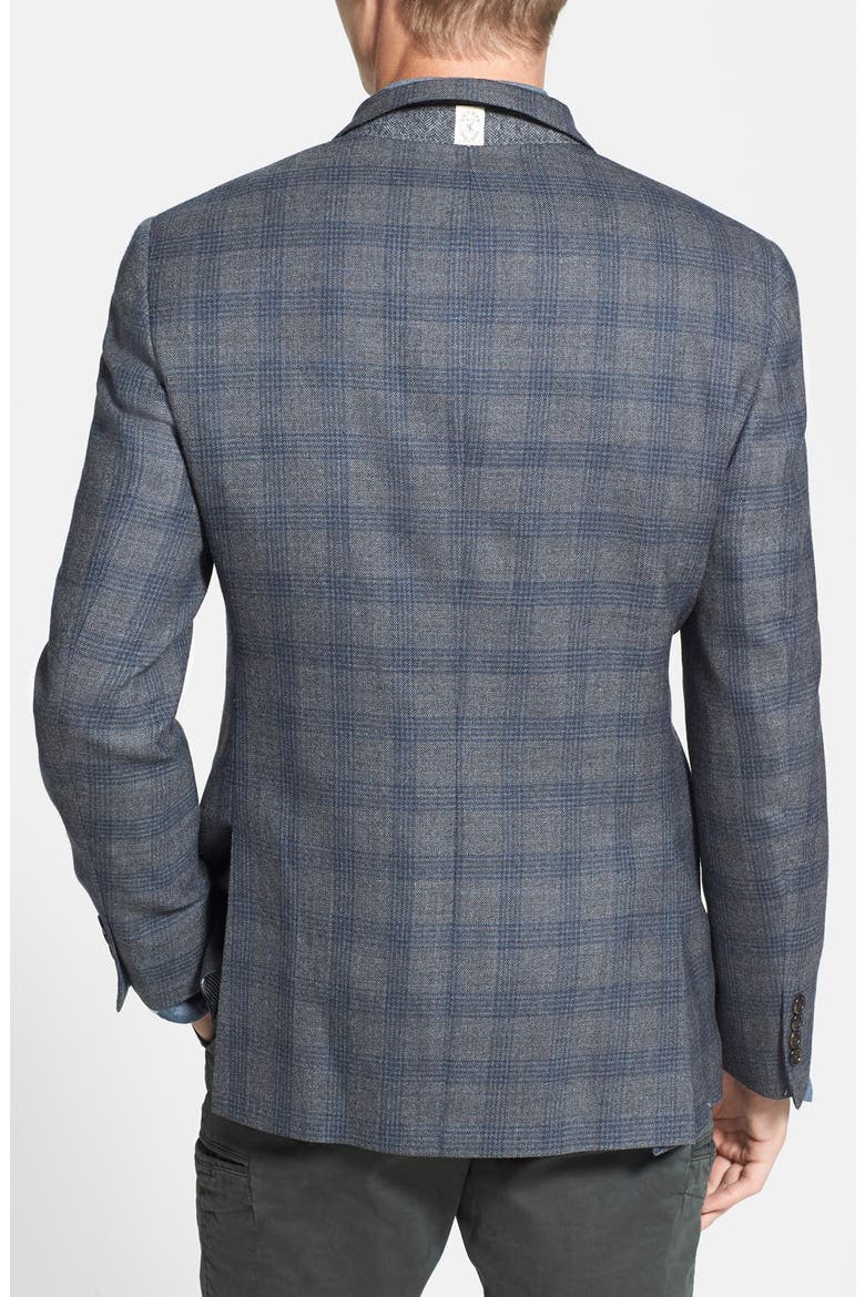 Trim Fit Plaid Sport Coat, Alternate, color, GREY