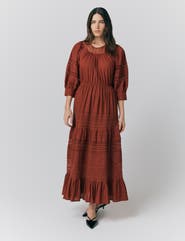 Ghost London Leoni Lace Trim Cotton Midi Dress