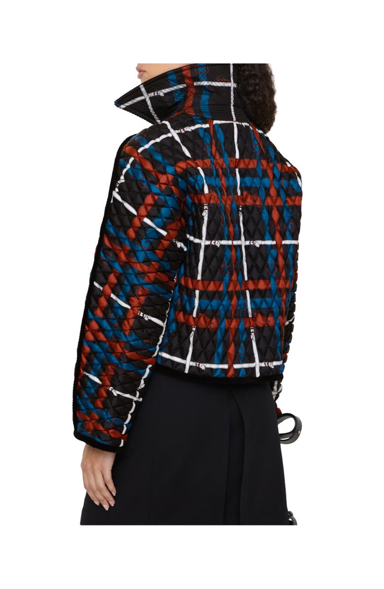 Burberry Cropped Belt Check Quilted Floriston Jacket, Alternate, color, Petrol Blue