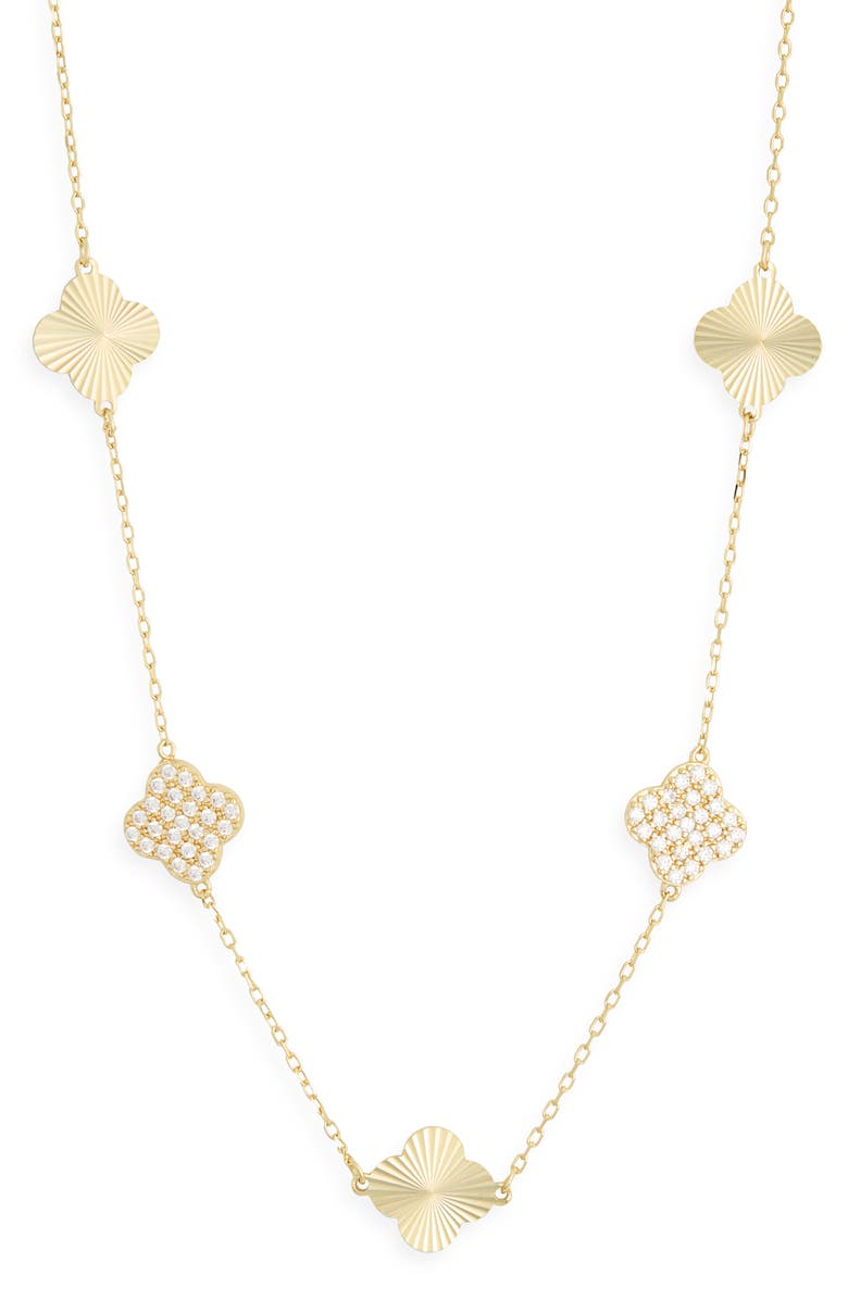 Argento Vivo Sterling Silver Mix Clover Station Necklace, Main, color, Gold
