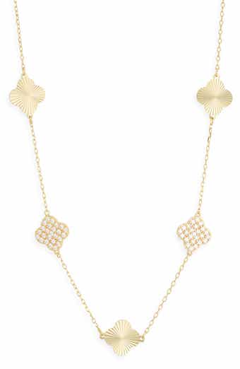Argento Vivo Sterling Silver Mix Clover Station Necklace