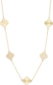 Argento Vivo Sterling Silver Mix Clover Station Necklace