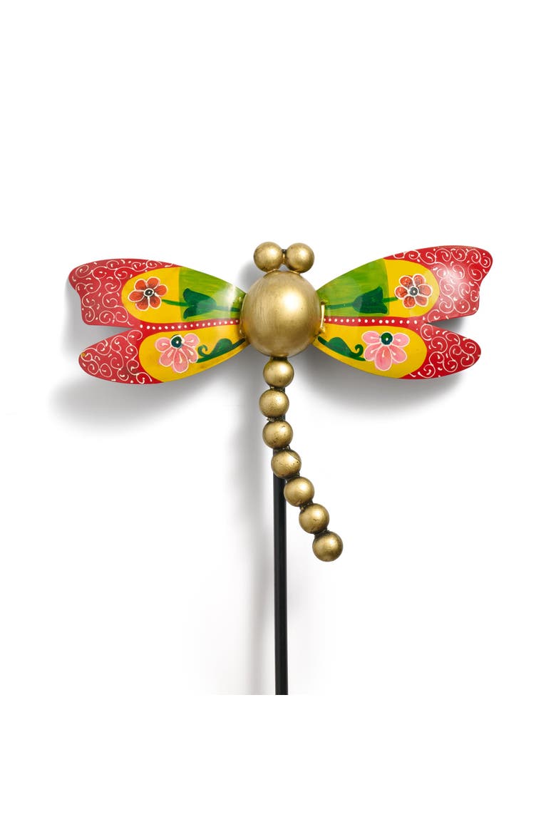 Vikaas Hand Painted Dragonfly Garden Stake, Main, color, Multi