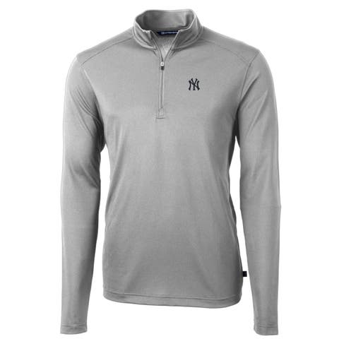 Men's Cutter & Buck Gray New York Yankees Big & Tall Virtue Eco Pique Quarter-Zip Pullover Jacket