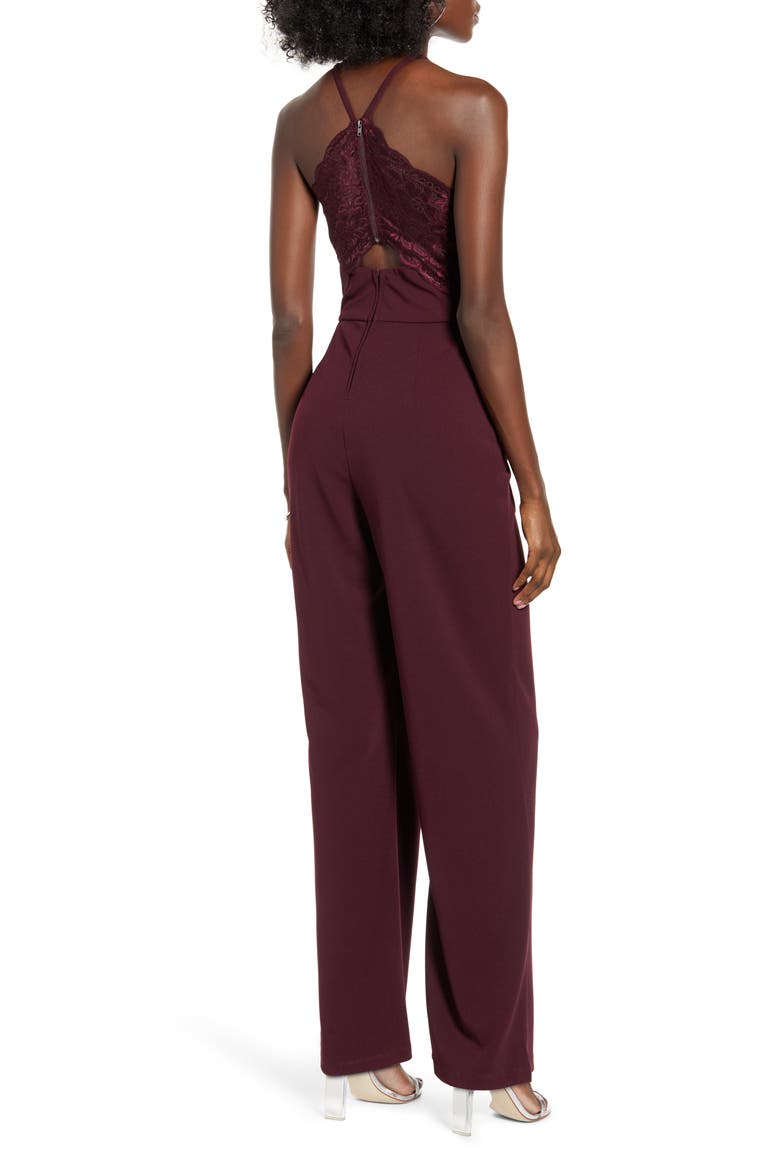 Lace Back Jumpsuit, Alternate, color, AUBERGINE