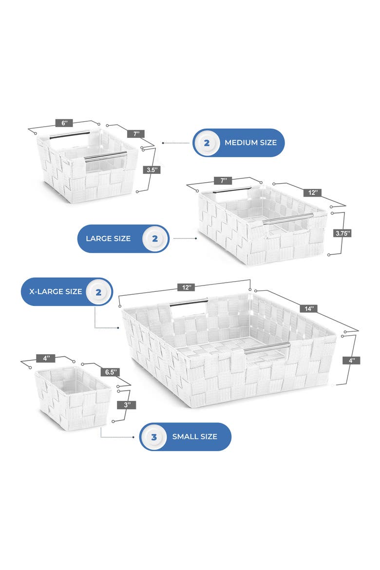 Woven 9-Piece Storage Basket Set, Alternate, color, WHITE