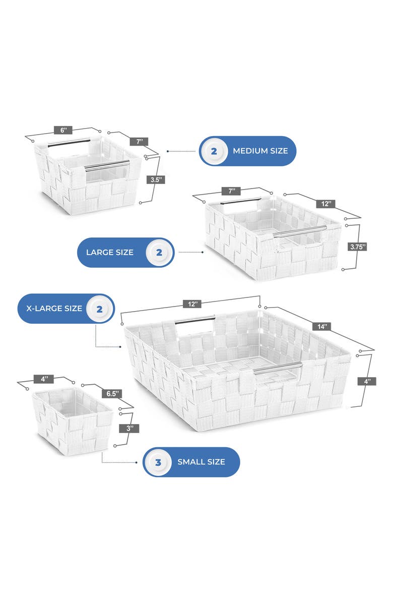 SORBUS Woven 9-Piece Storage Basket Set, Alternate, color, White