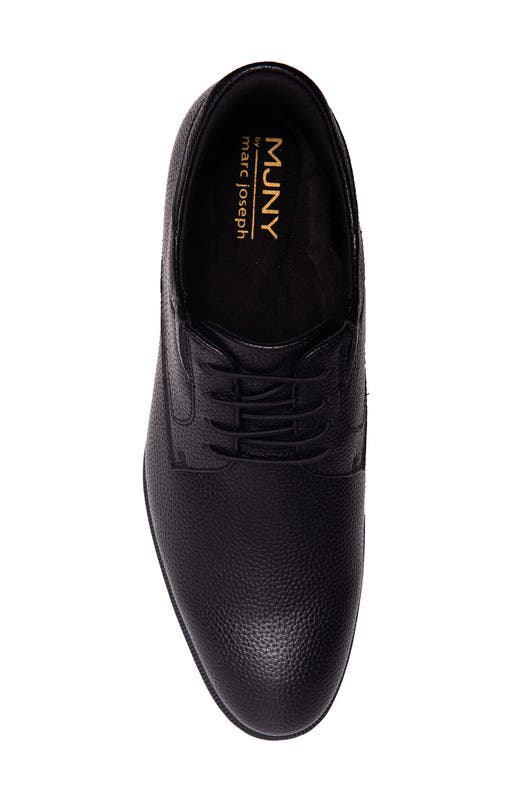 Marc Joseph New York State Street Hands Free Technology Leather Plain Toe Dress Oxford, Alternate, color, Black Grainy Leather