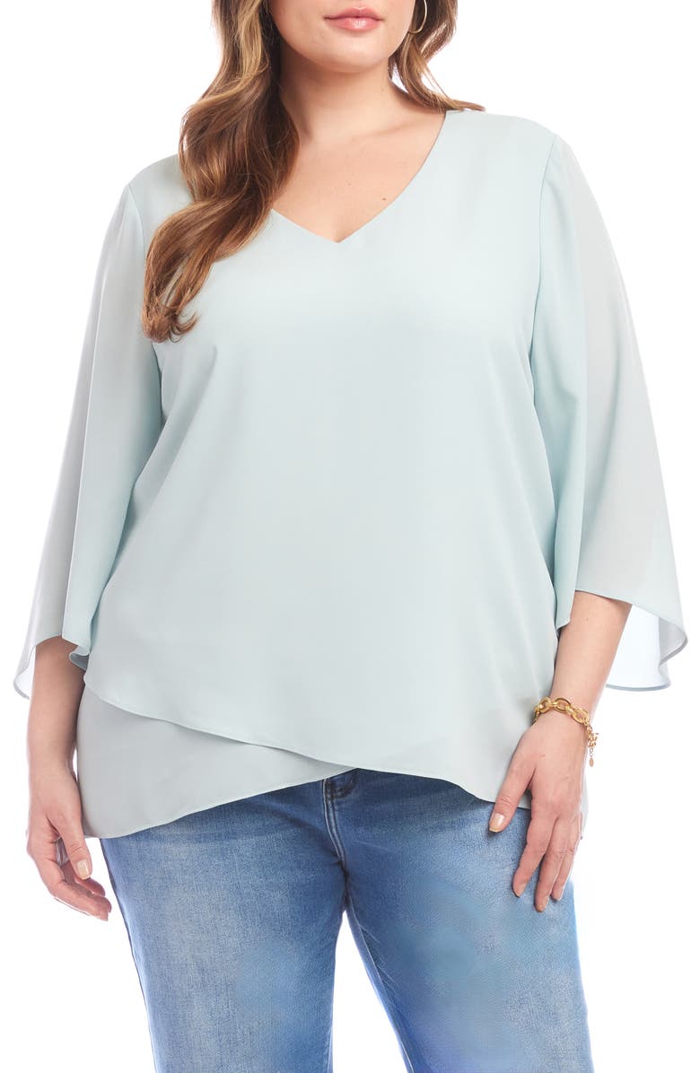 Karen Kane Crepe Asymmetric Hem Top, Main, color, Fiji
