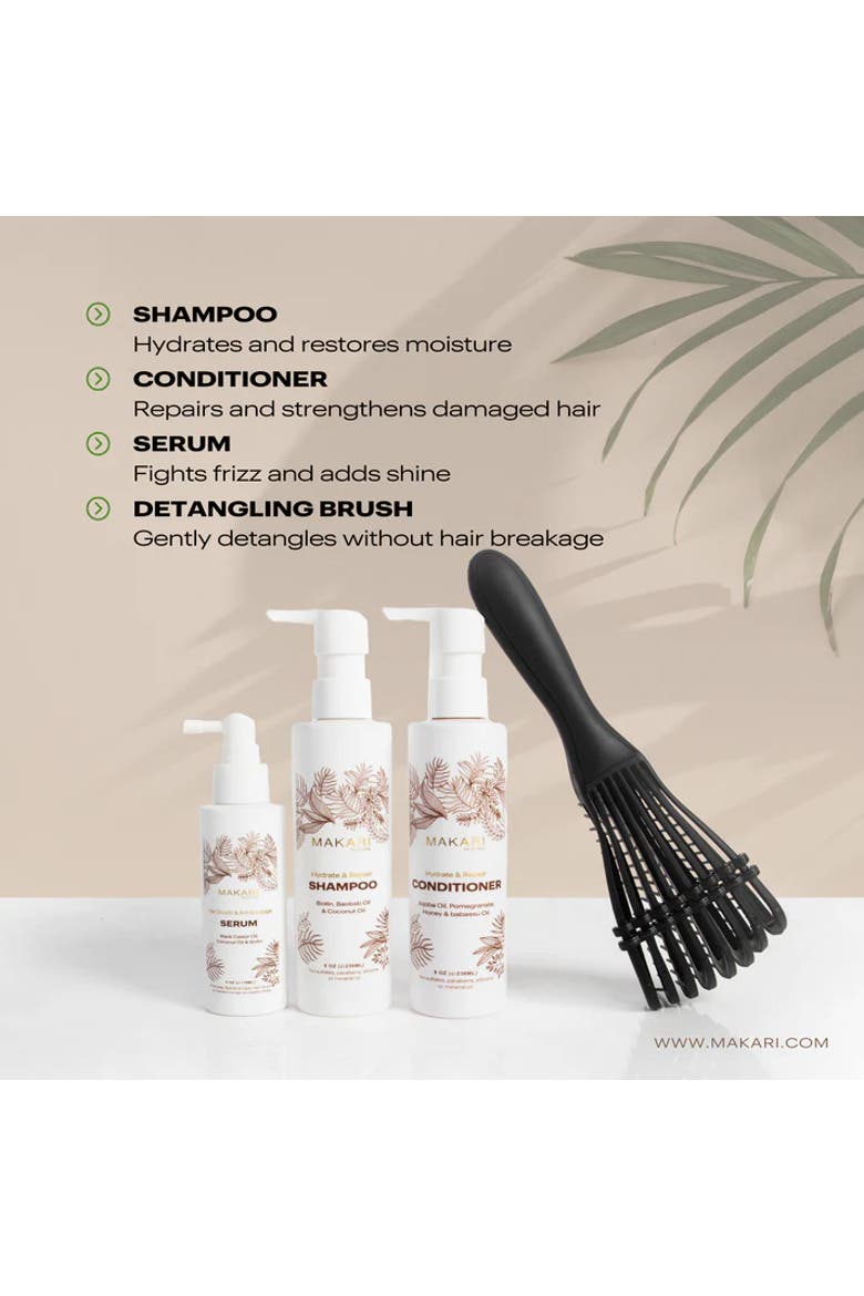 Hair Set Including Shampoo + Conditioner + Serum + Hair Brush, Alternate, color, None