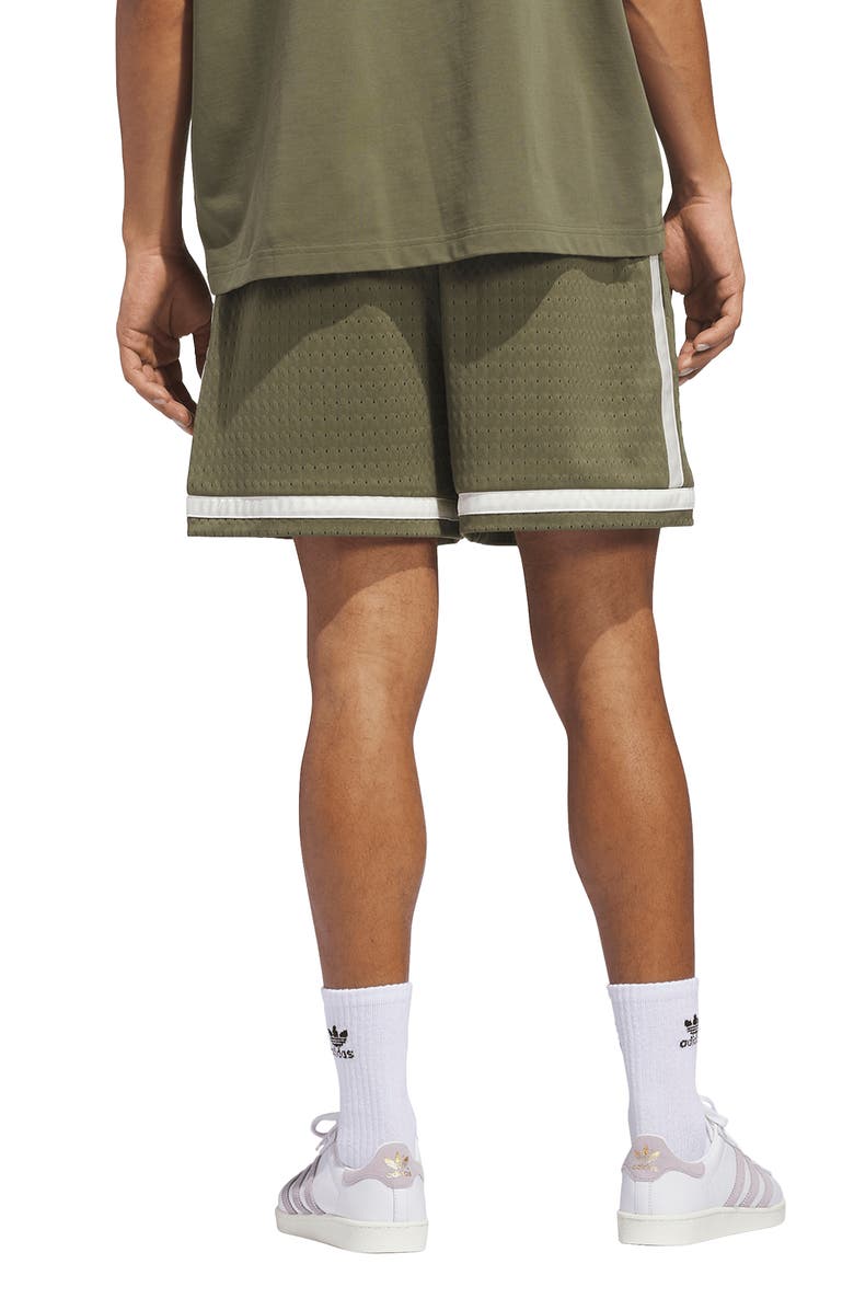 adidas Originals Mesh Basketball Shorts, Alternate, color, Olive Strata/ Ivory/