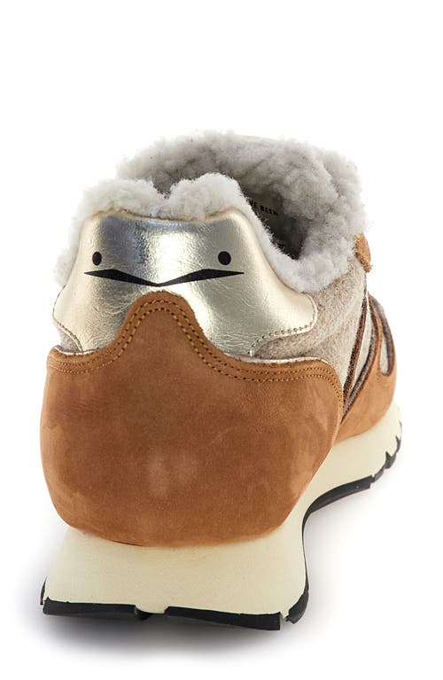 Voile Blanche Julia Genuine Shearling Sneaker In Brown