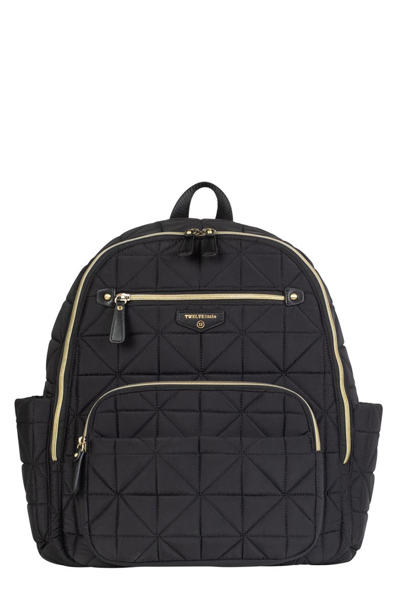 Companion Quilted Nylon Diaper Backpack, Main, color, BLACK