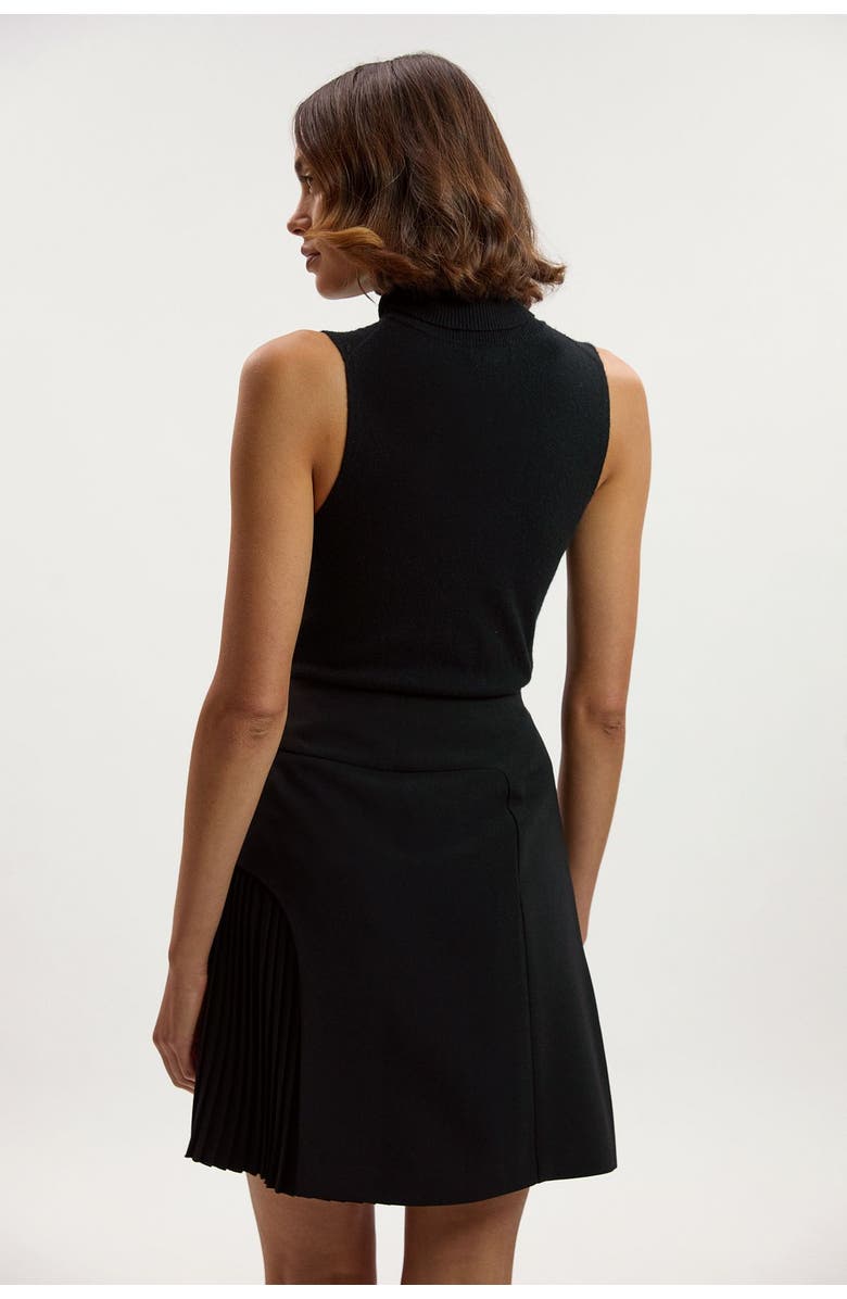 Karen Millen Buckle Pleated Mini Skirt, Alternate, color, Black