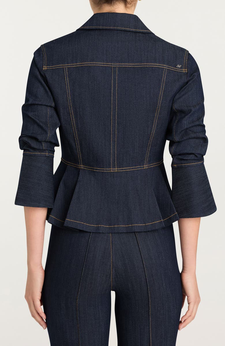 Cinq à Sept Seraphine Scrunched Peplum Denim Jacket, Alternate, color, Indigo