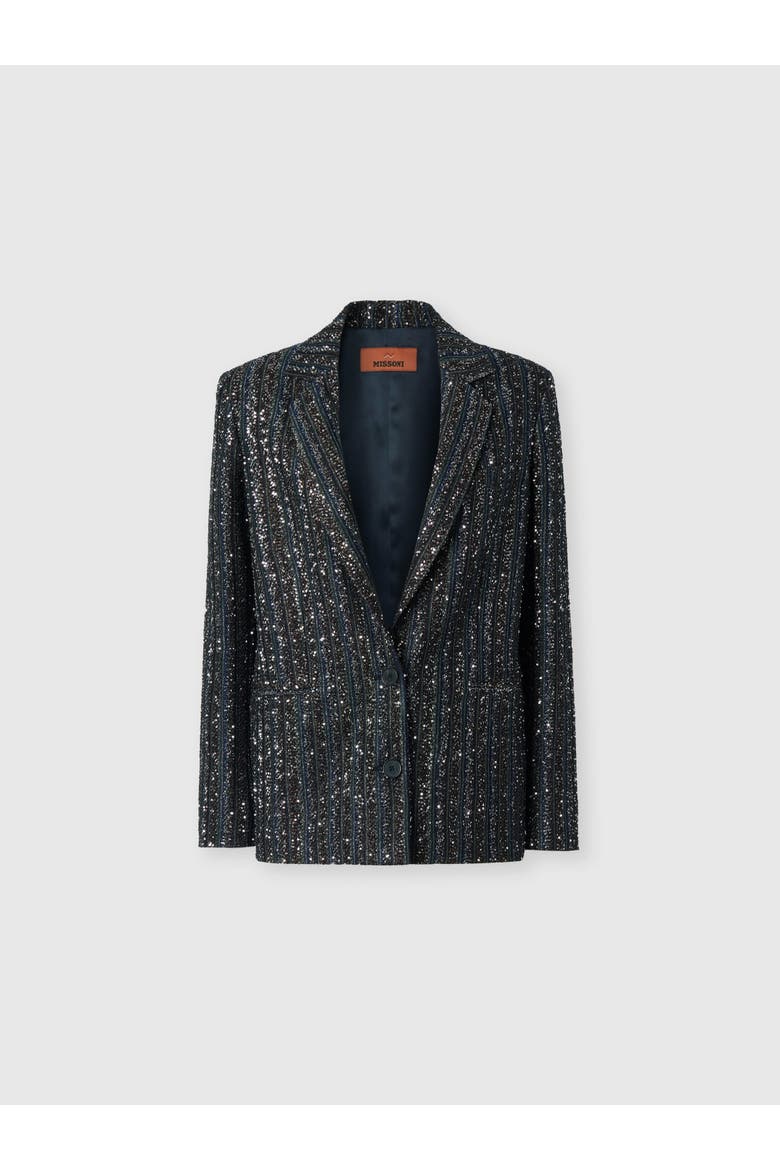 Striped Lamé Knit Blazer, Alternate, color, Multicoloured