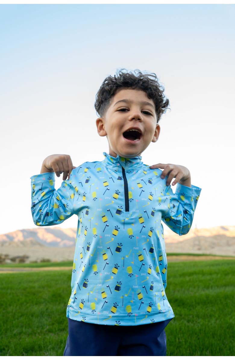 Florence Eiseman Golf Print Performance Knit Half Zip, Alternate, color, Blue/Multi