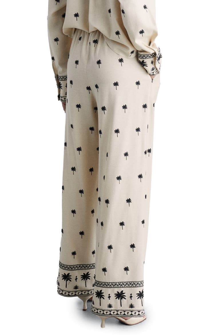 Palm Tree Embroidered Drawstring Pants, Alternate, color, BEIGE