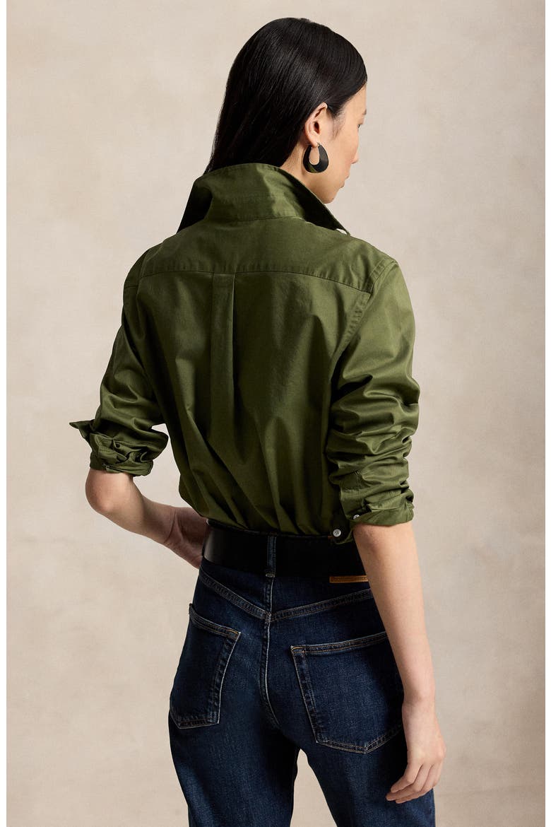 Classic Fit Cotton Twill Button-Up Shirt, Alternate, color, DENSE OLIVE
