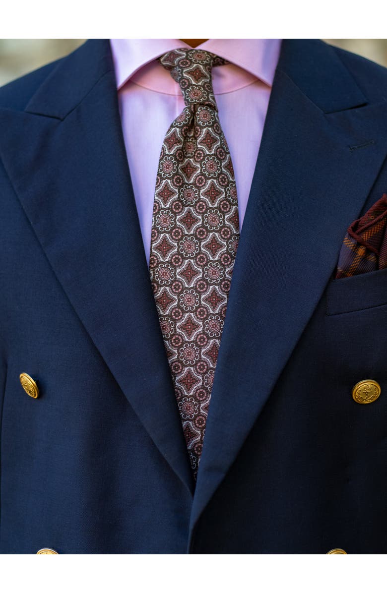 Elizabetta Lorenzo - Printed Madder Silk Tie for Men, Alternate, color, Brown And Blush