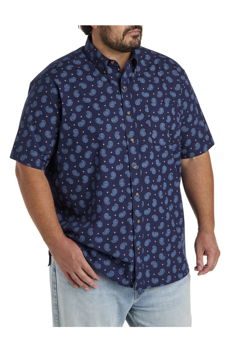 Harbor Bay by DXL Big & Tall Easy-Care Paisley Print Sport Shirt, Main, color, 